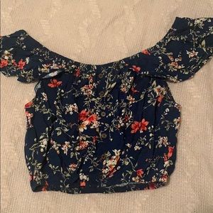 Scrunchie cropped off the shoulder blouse